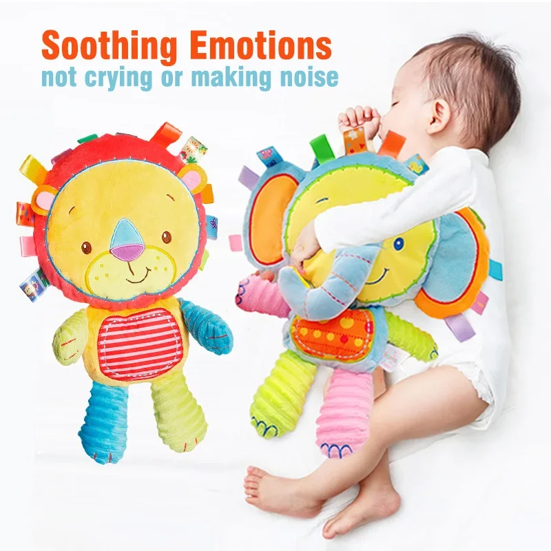 Plush Doll Anime Plush Doll Baby Stuffed Animal Soft Toy Built-in Rattles Sensory Elephant Plush Bell Toys for Sleep Newborn Toddler Infant Gifts