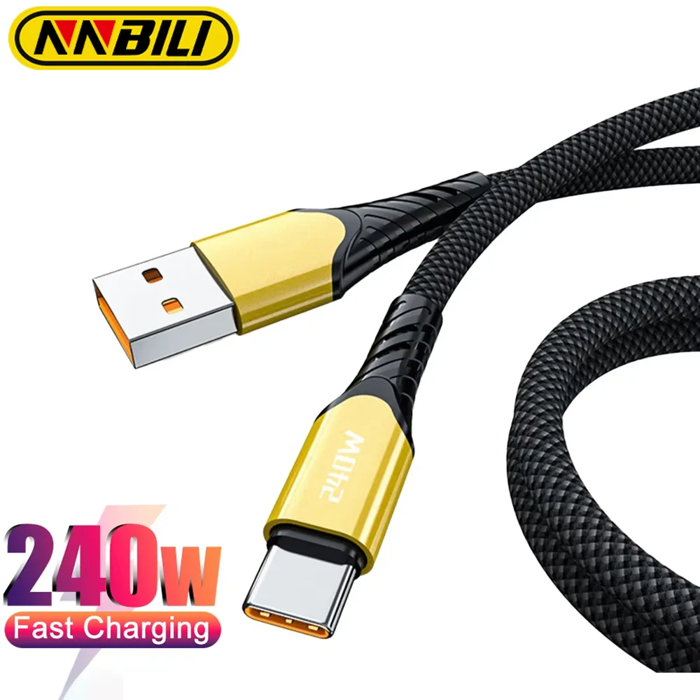 Nylon Braided 240W Fast Charging USB-C Cable with High-Speed Data Transfer