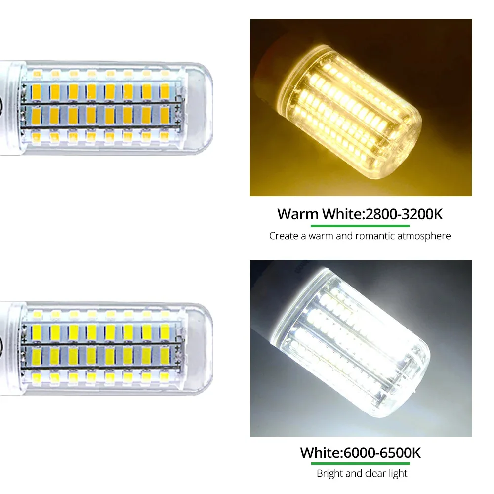 

2022 NEW LED lamp E27 E14 3W 5W 7W 12W 15W 18W 20W 25W SMD 5730 Corn Bulb 220V 110V Chandelier LEDs Candle light Spotlight