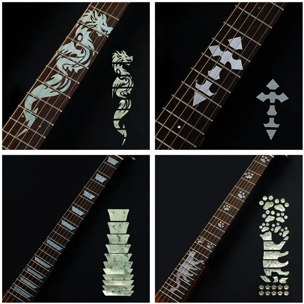 Description Picture 4 of itemNew 22 Styles Cross Inlay Decals Fretboard Sticker For Electric Acoustic Guitar Bass Ultra Thin Sticker Guitarra Accessories