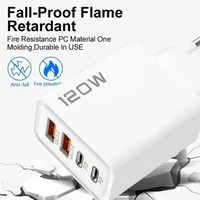 USB-зарядное устройство 120 Вт, быстрая зарядка, 4 порта USB Type C, адаптер для зарядки мобильного телефона для iPhone 15/16, Samsung Xiaomi, Huawei 3,0, зарядное устройство — изображение 6