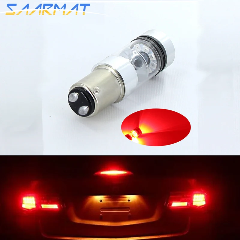 Пара 1157 BAY15D P21/5W 140W красный светодиодный тормозной задний фонарь для Ford Focus Fiesta лампа стоп-сигнала Mondeo EcoSport KUGA