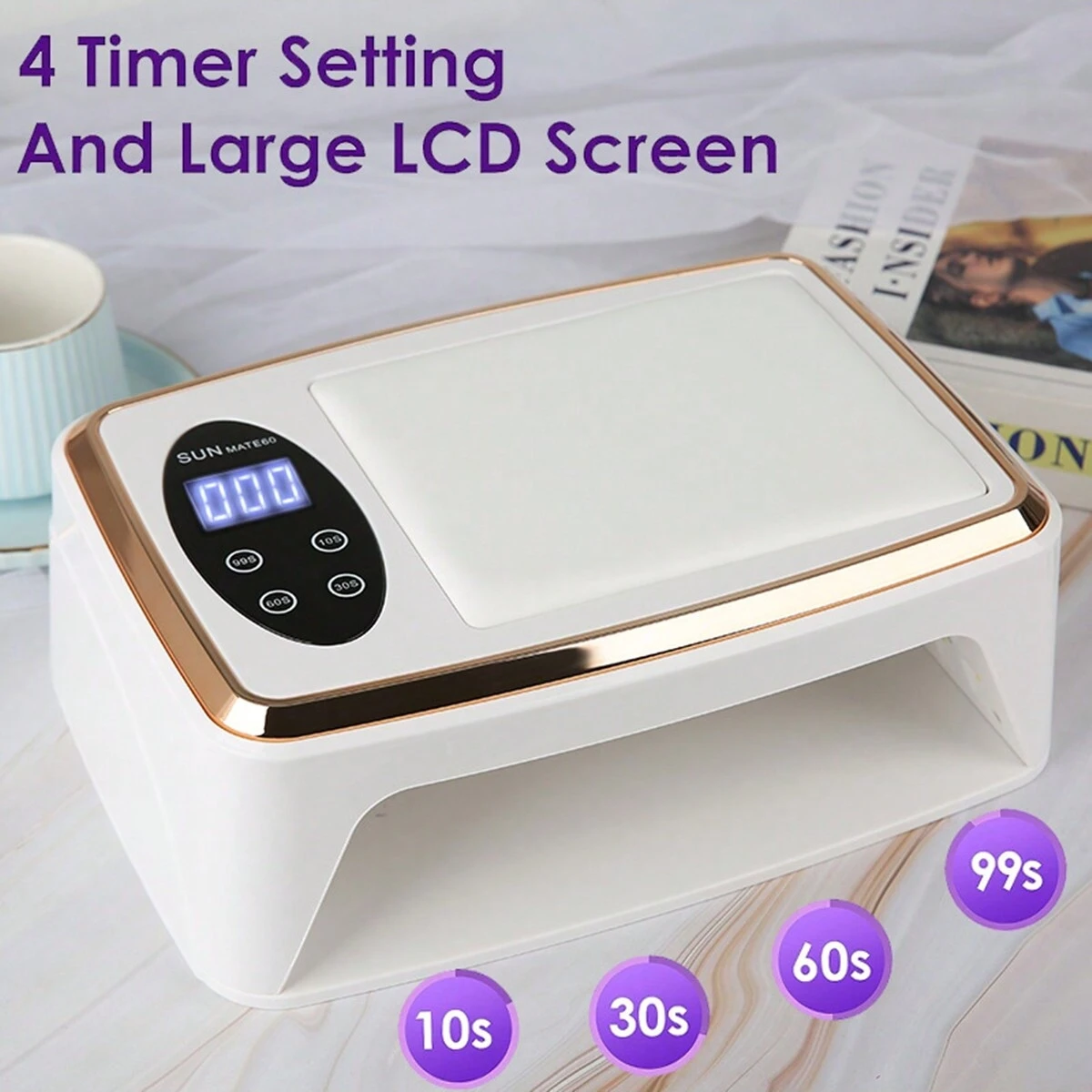 전문가용 90LED UV LED 네일 드라이어 램프, 두 손을 넣을 수 있는 넓..