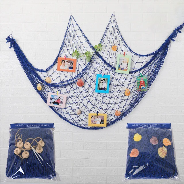 Simplicity fishing net decoration with seashell beach theme decoration party family bedroom wall mounted fishing net decoration 6