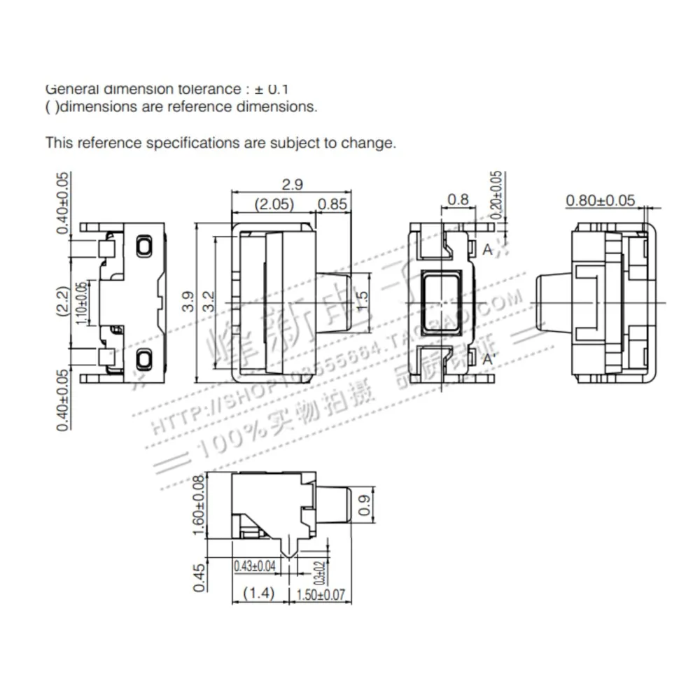 10Pcs Japan 3.9*2.9 Side Press The Patch Switch Light Touch Button Switch Mobile Phone With Bracket