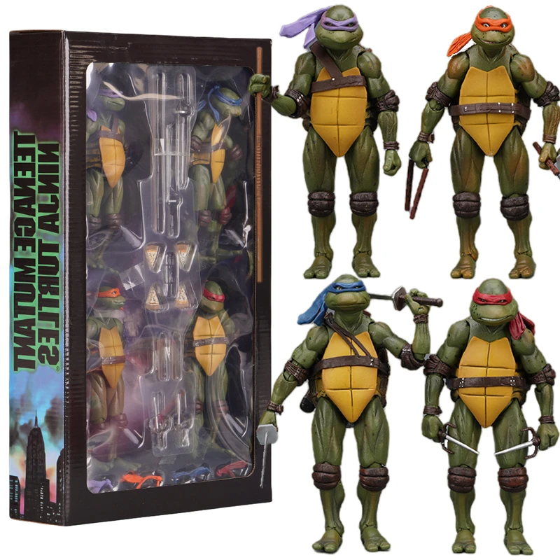 NECA 4Pcs/Set Teenage Mutant Ninja Turtles TMNT 1990 Version