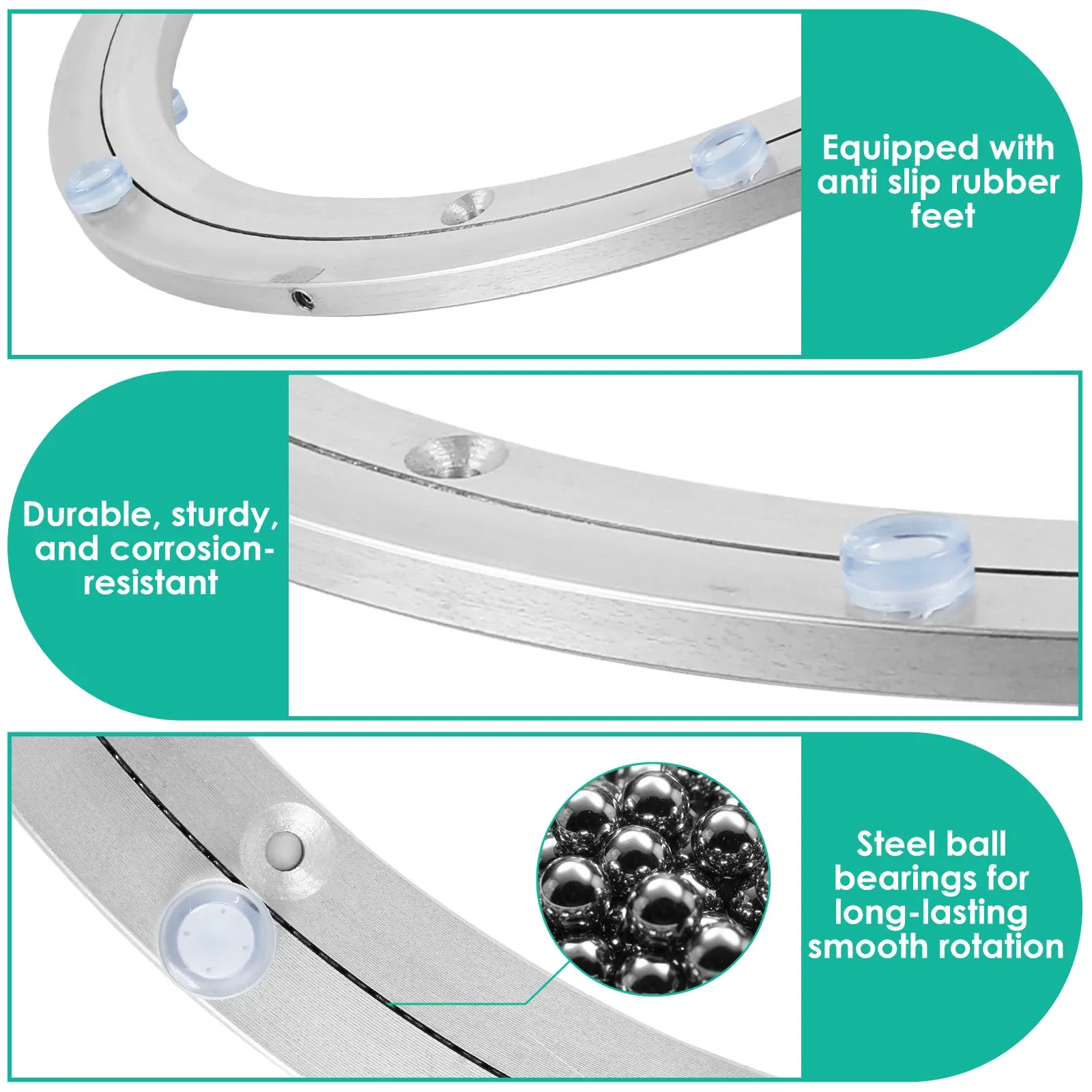 Plateau Tournant Lazy Susan - Base Pivotante 360° En Alliage D'aluminium, Capacité Jusqu'à 290kg, Plusieurs Tailles