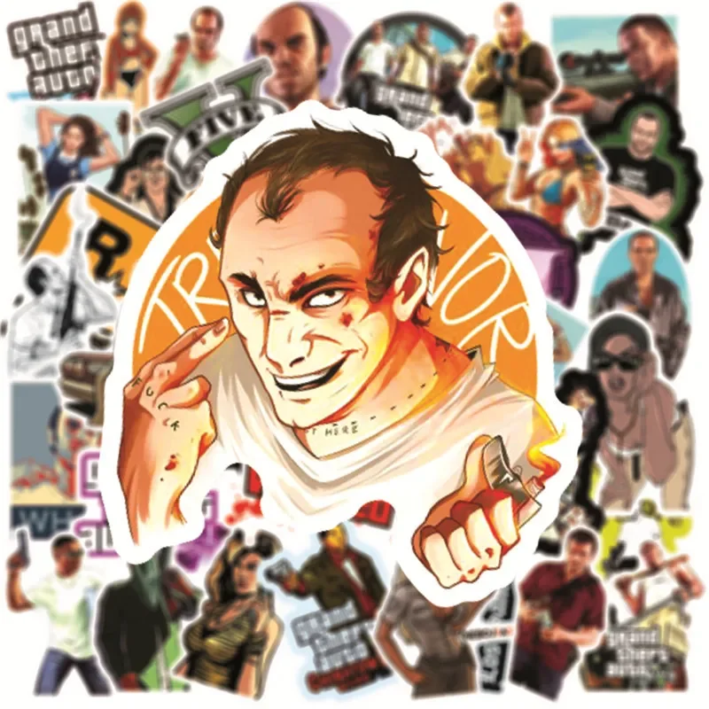 50Pcs/Set Shooting Game GTA Character Sticker for Luggage Laptop Skateboard Decoration Cartoon Waterproof DIY Pegatinas Toy