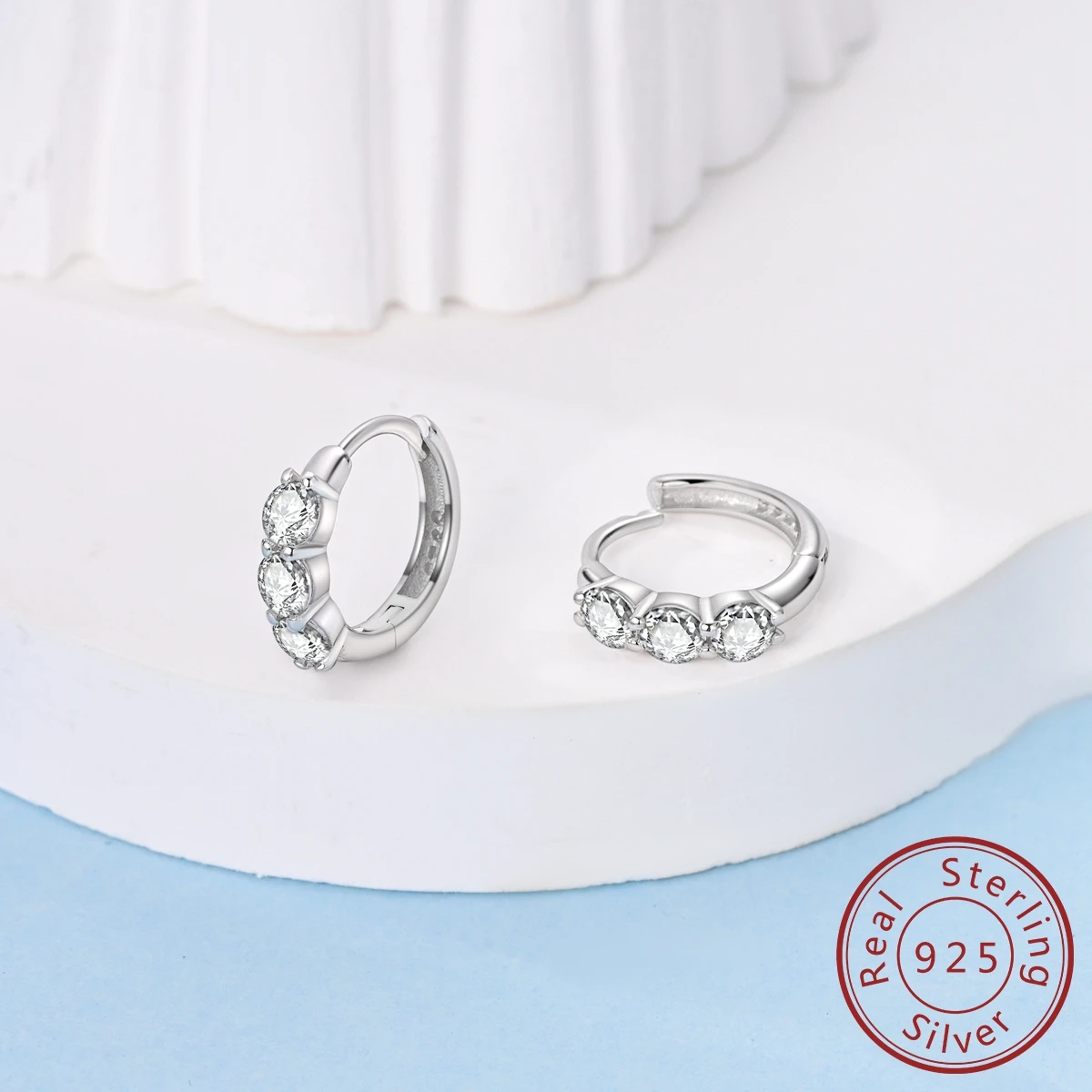 MULA 925 Sterling Silver Woman Hoop Earring Zircon Round Pendientes Fine Jewelry Gift 1PC Silver Hoop Earrings