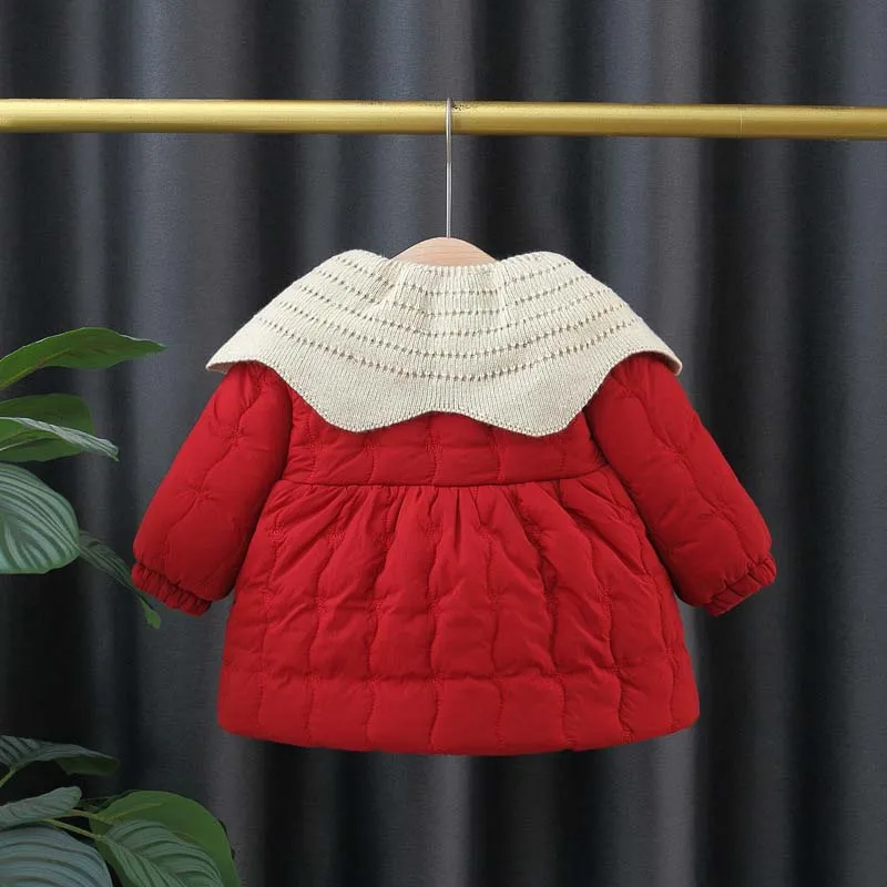 Baby Tops Winter Bow Knit Shawl Button Baby Girl Outerwear Cute And Plush Warm Baby Jackets Girls' Clothing