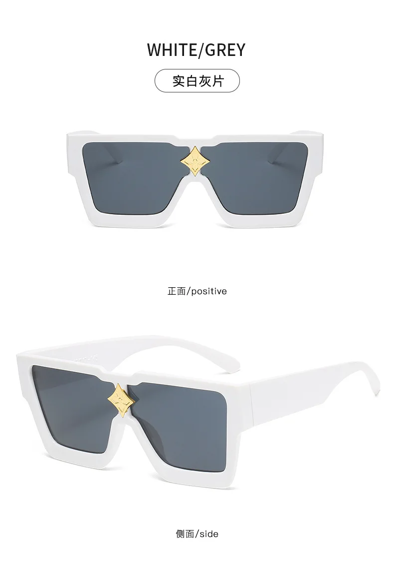 Trendige Sonnenbrillen für Damen und Herren mit großem Rahmen, personalisierte, farbenfrohe, quadratische Sonnenbrillen, Fashion Stars Net Red – Detail 14