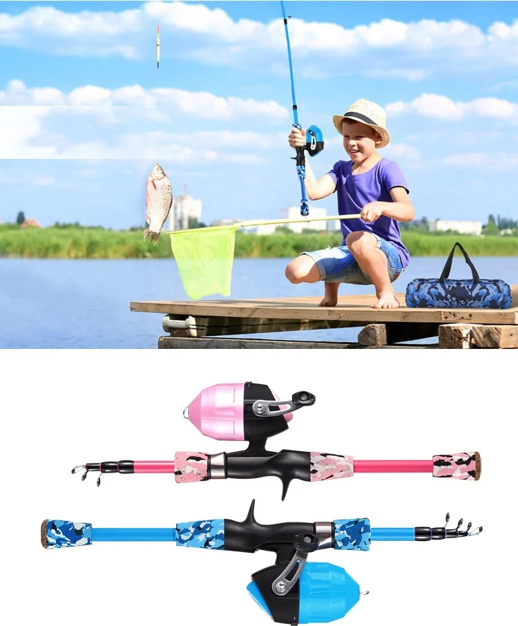 Description Picture 6 of itemChildren's Telescopic Fishing Rod Outdoor Fishing Gear Suits Kids 1.2-1.5 m Adjustable Fish Pole Reel Fishing Tools Accessories