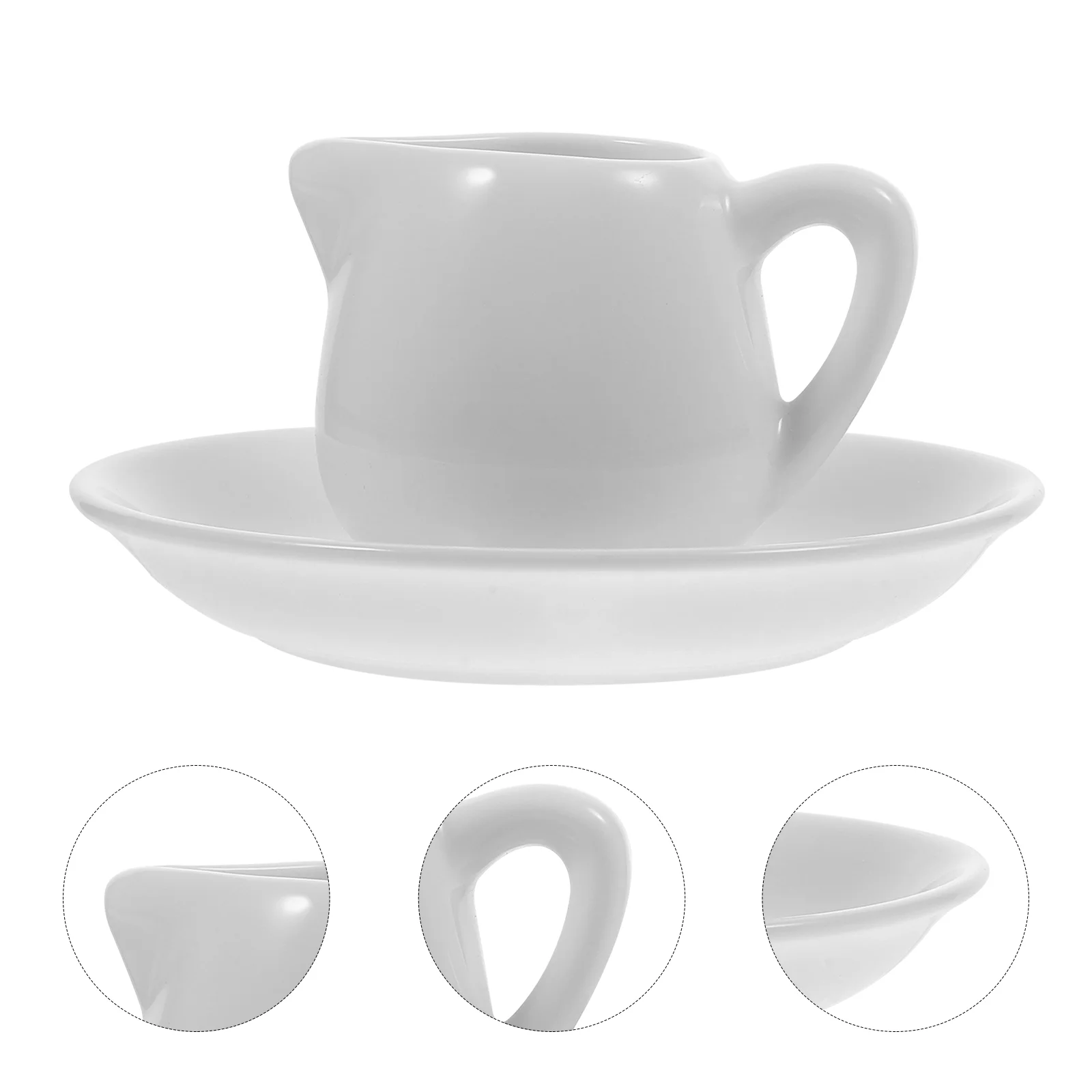 

Of Milk Jug Ceramic Cream Jug Gravy Boat Sauce Pitcher Milk Creamer Coffee Syrup Jug With Saucer Kitchen Milk Jug