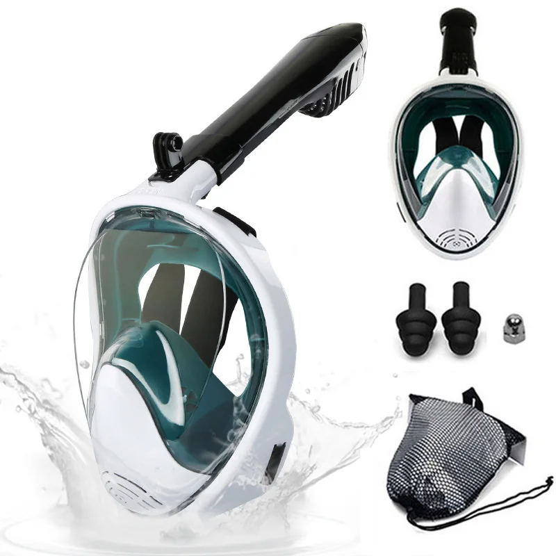 Máscara Subaquática de Mergulho Facial Completo para Adultos e Crianças, Anti Nevoeiro, Máscaras Respiratórias Snorkeling, Seguro, Equipamento de Natação Impermeável