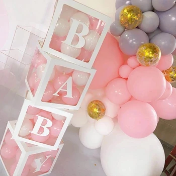 "27/25cm Custom Transparent Letter Box A-Z Baby Shower Girl 1st Birthday Party Decoration Kids Wedding Birthday Balloon DIY Box