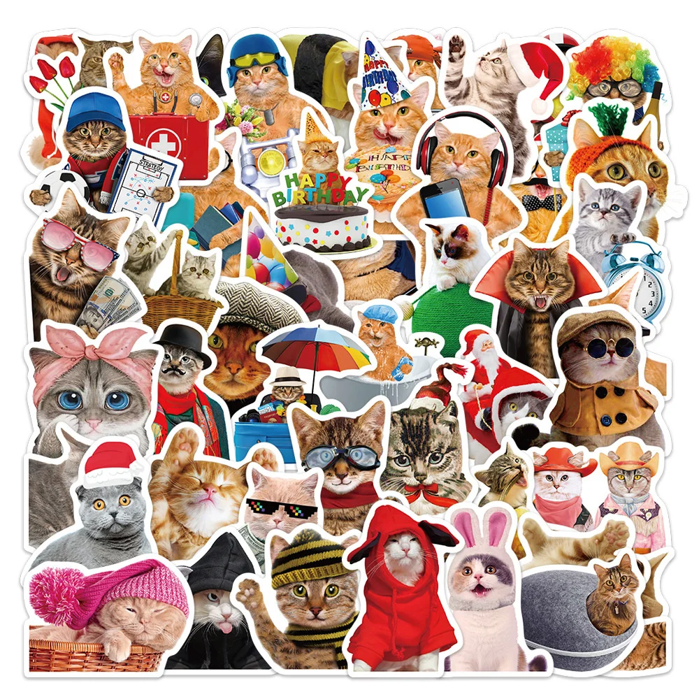 

10/30/50PCS New DIY Cat Animal Cartoon Personality Creative Computer Luggage Table Chair Decoration Waterproof Sticker Wholesale