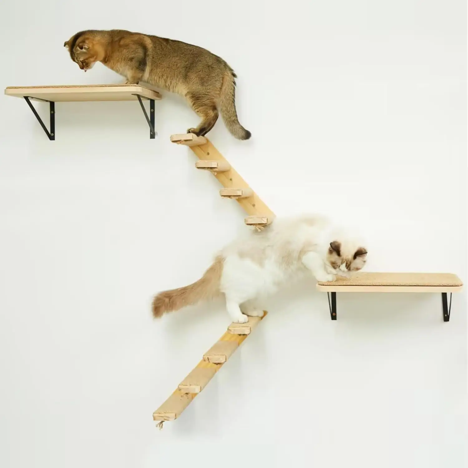 2PCS Cat Wall Shelves & Stairs Set – Climbing Scratching Perches for Cats to Sleep & Play