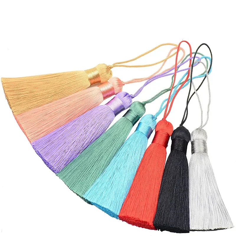 2/5/10Pcs Silky Floss Tassels 16cm Chunky Soft Elegant Handmade with Cord Loop Chinese Knot for Jewelry Making