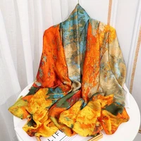 Fashion 180x90cm Satin Silk Scarf Women Luxury Large Shawl Wrap Muslim Hijab Headband Beach Stoles Female Bandana Foulard Turban 1