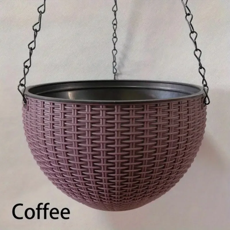 Description Picture 3 of itemEuropean Style Braid Pattern Imitation Rattan Hanging Hanging Plastic Resin Flower Pot Hanging Pot Indoor Hanging Basket