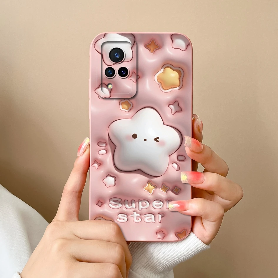 Beautiful Color Floral Pattern Liquid Silicone Phone Case with Lens Protection