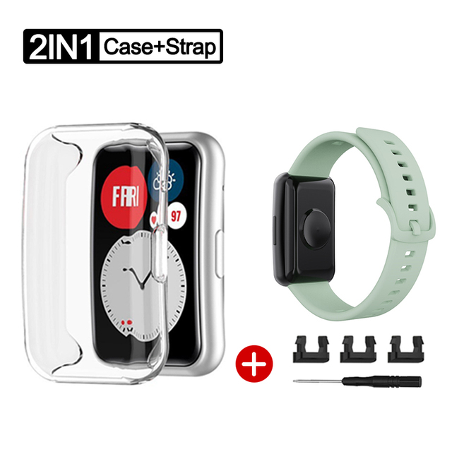 Case+Strap for Huawei Watch Fit watch Accessories Bumper All-Around Screen Protector Case Cover With Wristband Bracelet