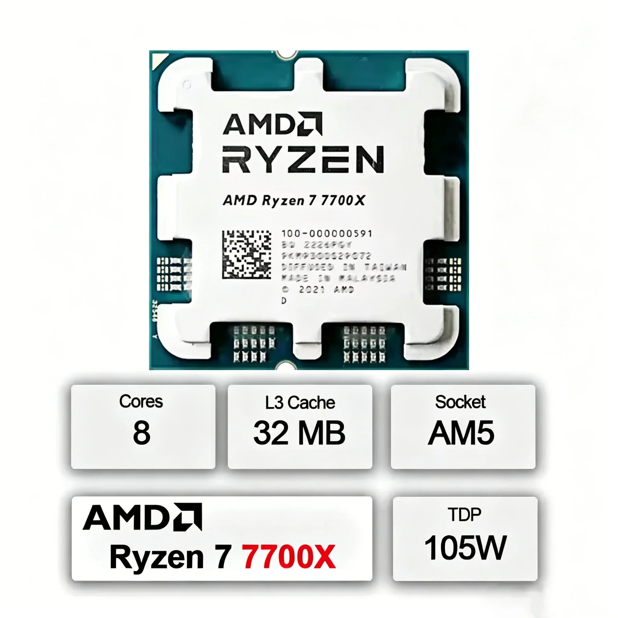 AMD 라이젠 7 7700 R7 7700 CPU 8코어 16스레드 5.3GHz 언락 데스크탑 프로세서 소켓 AM5 게이밍 CPU OEM 박스
