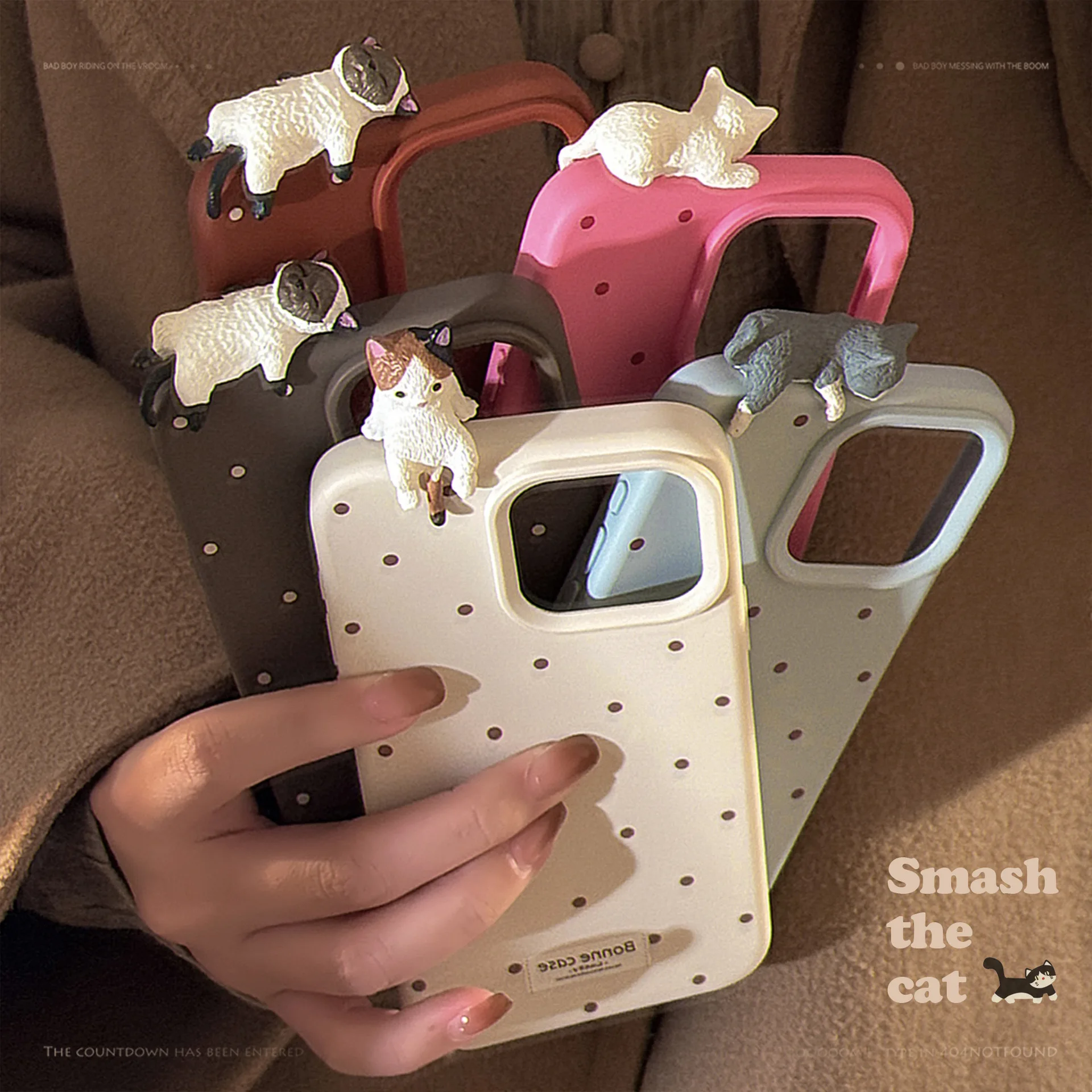 Cute 3D Party Cat Mobile Phone Case 16 15 14promax Soft Polka Dot Design For IPhone 13 12pro 11 Compatible_voghion.com