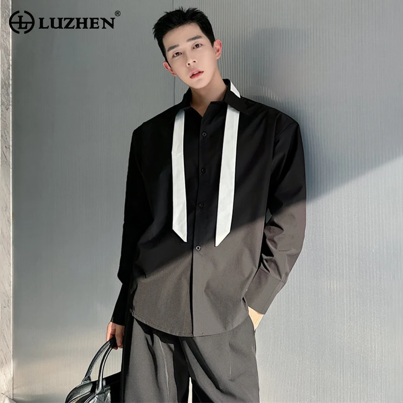 

LUZHEN 2024 New Korean Style Long Sleeve Shirt Original Ribbon Design Solid Color Casual Elegant Trendy Temperament Tops LZ1558