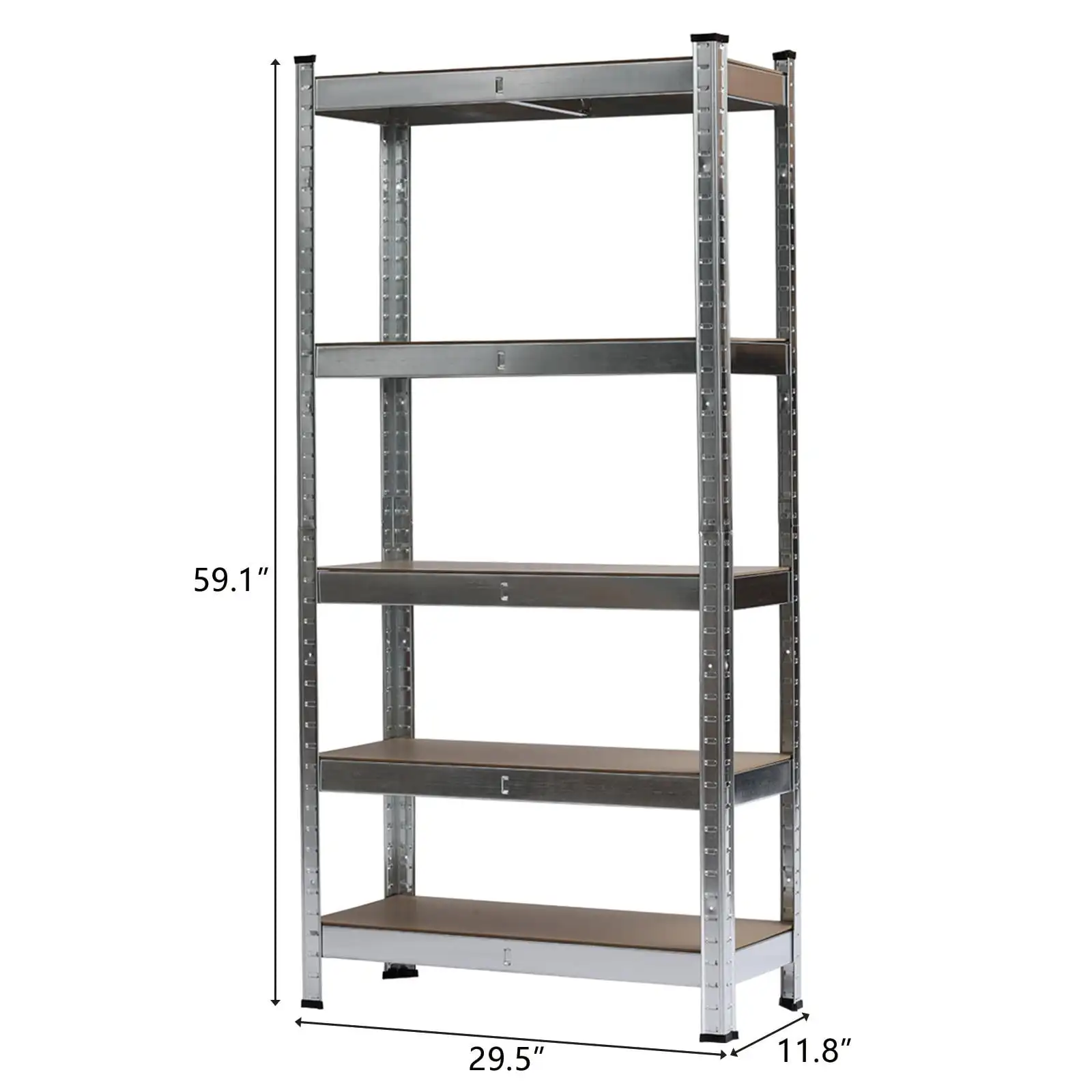 5 Tier Heavy Duty Steel Shelving Unit 11.8"W X 29.5"D X 59"H Garage Storage Rack Silver Simple Practical Design Rust Resistance 4