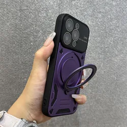 Luxury Magnetic Case Stand Holder with Wristband Lanyard - iPhone 12 Pro (Purple DK)
