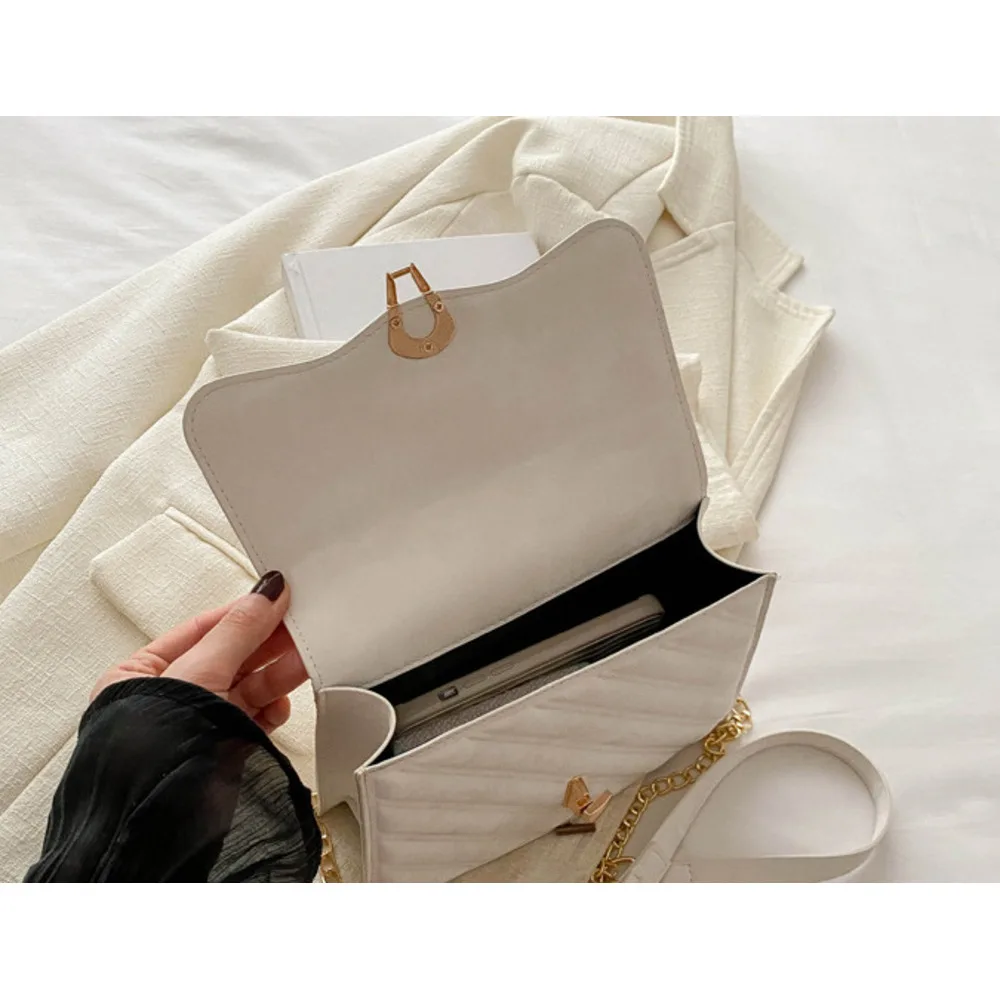 Bella, alla moda, casual, borsa a tracolla da donna con catena a croce diagonale semplice 2024, nuova tendenza, piccola borsa quadrata_voghion.com