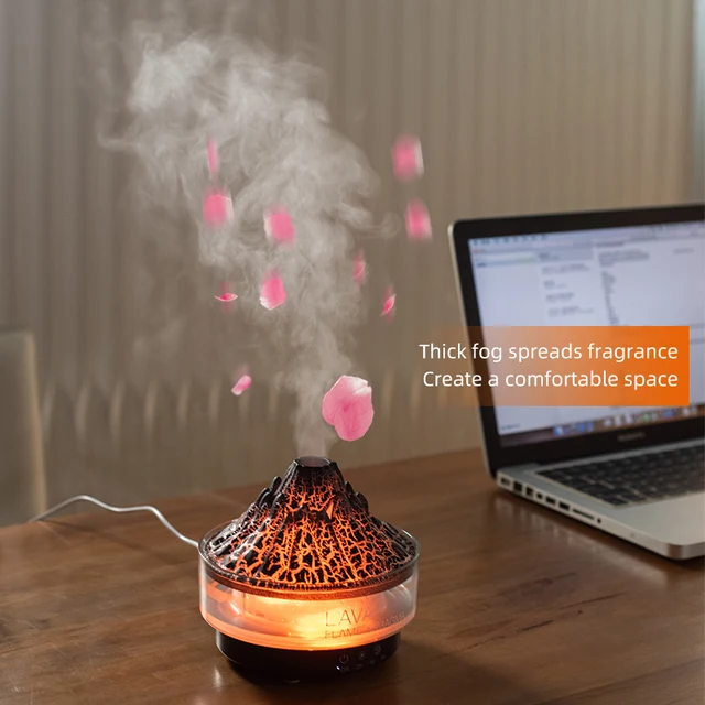 Volcano Flame Diffuser Essential Oil Diffusers for Home Bedroom Air Humidifier Remote Control 7 Colours Lights Timer shutdown 5