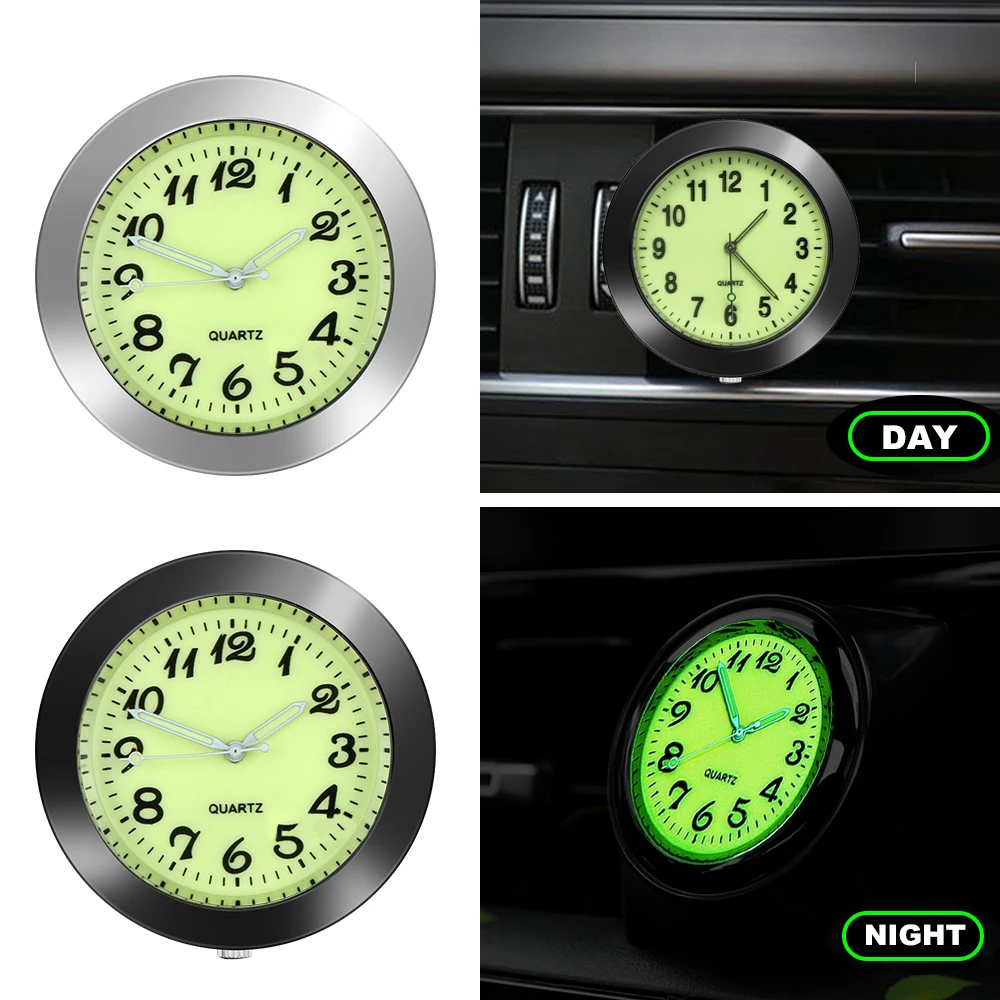 Auto Uhr Leucht Autos Interne Stick-Auf Digitale Uhr Mechanik Quarz Uhren  40mm 43mm Auto Ornament Auto zubehör - AliExpress