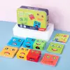 Wooden Cube Building Puzzle Table Games Educational Toys Montessori Interactive Game Matching Block Puzzles Kids Christmas Gift 1