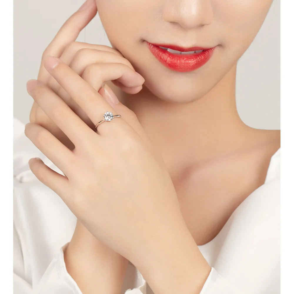Wanying Six Claw Diamond S Pure Silver Gift Wedding Ring Light Luxury Simple Fashion Jewelry_voghion.com