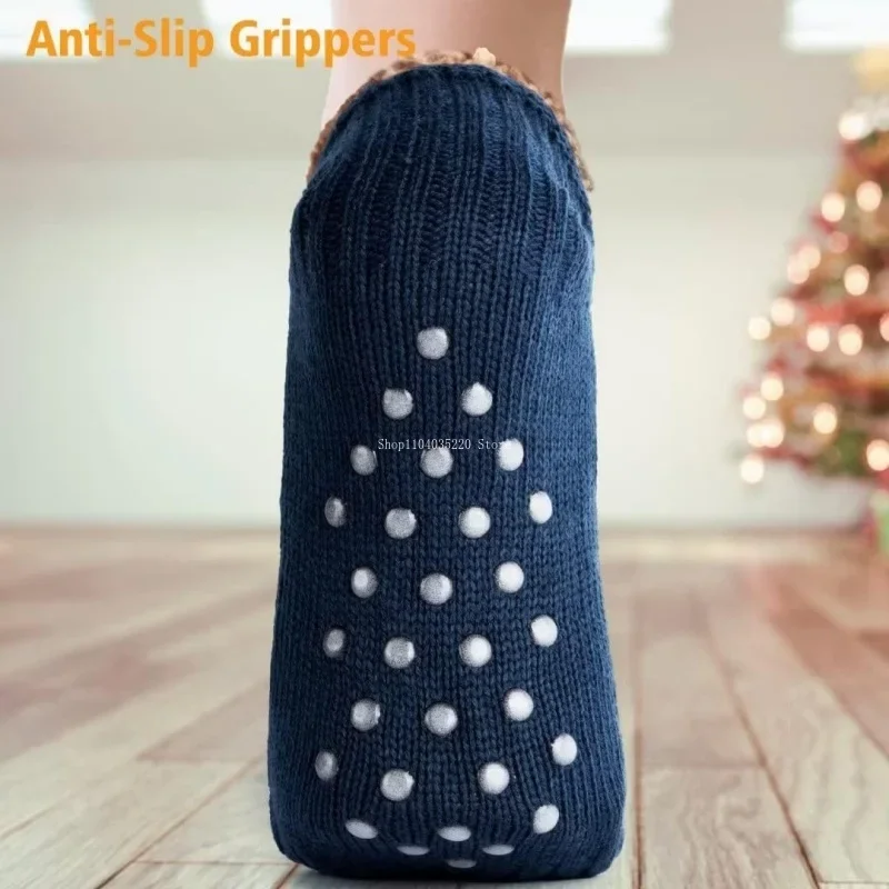 Thermal Slipper Socks Men and Women Fluffy Floor Slipper Socks Grippers Non Slip Fleece Lining Heat Holding Footwear
