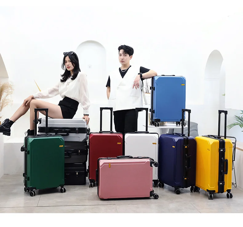 New Fashion rolling luggage aluminum frame USB charging trolley suitcase 20/24/26/28 inch students password travel luggage