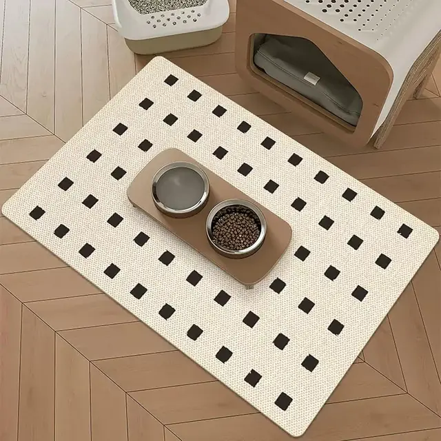 VIKAMA Black And White Simple Pet Mat, Pet Bowl Pad, Cat And Dog Feeding Pad, Strong Absorbent, Scratch-Resistant Home Decor 2