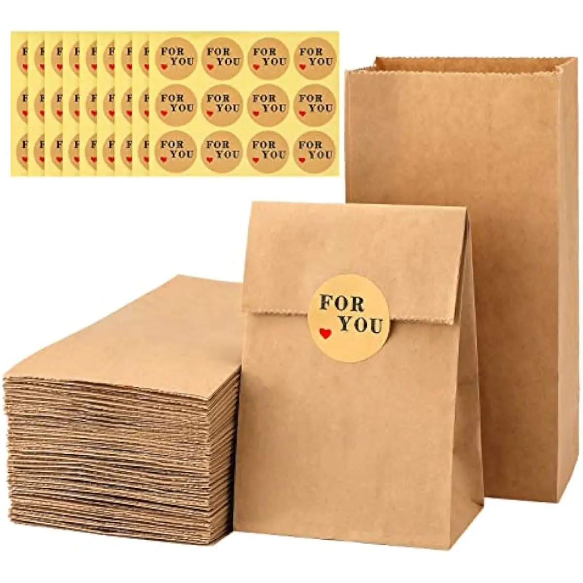 10 stücke Kraft papier Geschenk verpackungs taschen, 4lbs Mini-Lunch-Taschen ohne Griffe, Aufkleber, personal isierte Aufbewahrung taschen Baby party, Geburtstag
