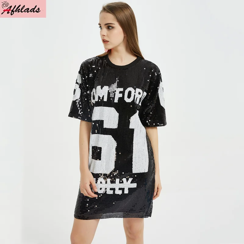 

Футболка женская с круглым вырезом и коротким рукавом, модная уличная одежда в стиле хип-хоп с блестками и надписью, свободная одежда для ночного клуба, лето