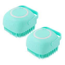 Silicone Bath & Body Scrubber - Gentle Massage & Grooming Brush (Blue - 2pcs)