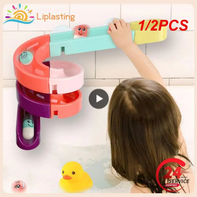 

1/2PCS Baby Bath Toys Slide Tracks Pipeline Yellow Ducks Bathroom Bathtub Play Rainbow Shower Water Educational Toys For