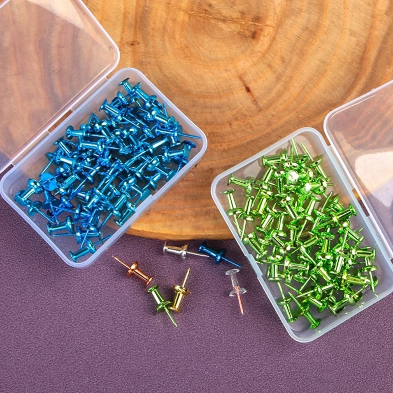 50/100Pcs Metal Pushpin Map Pin I-shape Push Pin Thumb Tacks for Cork Board, Sewing with Clear Box for Fabric Sewing