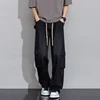 Spring New Wide Leg Washing Jean Cargo Pants Men Street Trousers Neutral Solid Color Loose Casual Thin summer pants Big Size 8xl 6