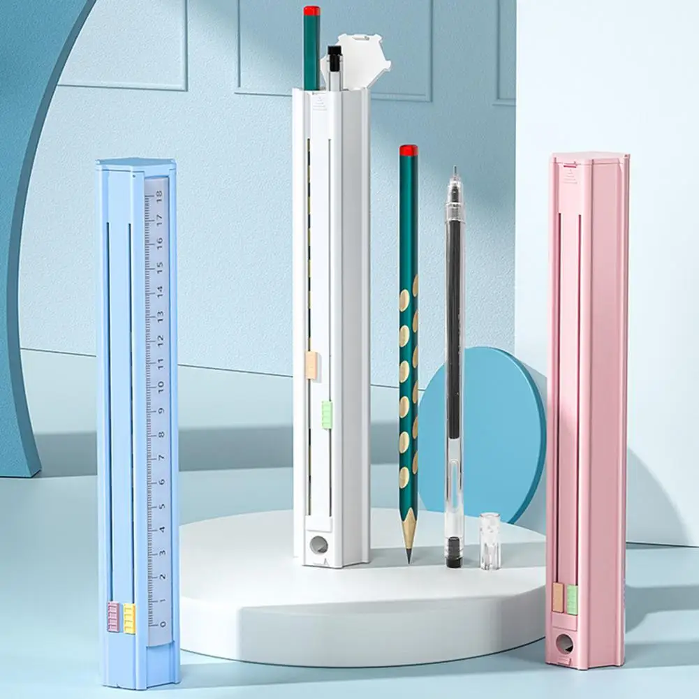 1Set Pen Box with 6 Pencils 1 Eraser 1 Ruler Sharpener Hexagon Children Pencil Holder Case Container School Supplies Gifts