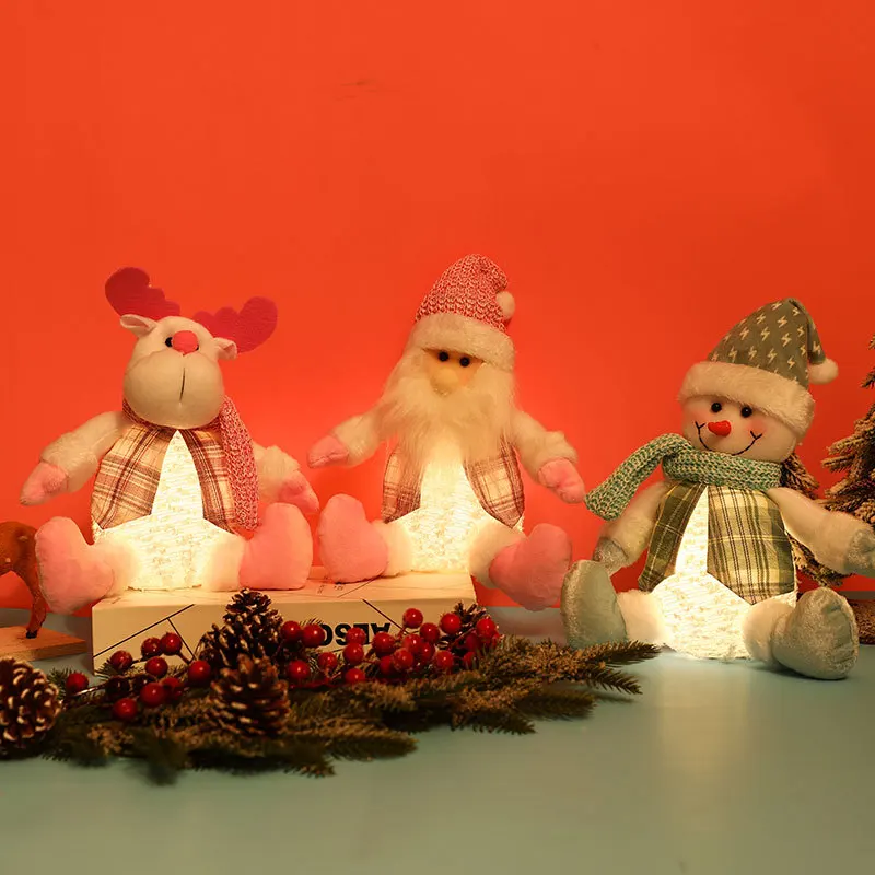 

New Christmas decorations Light sitting doll can glow Santa Claus snowman elk figure decoration