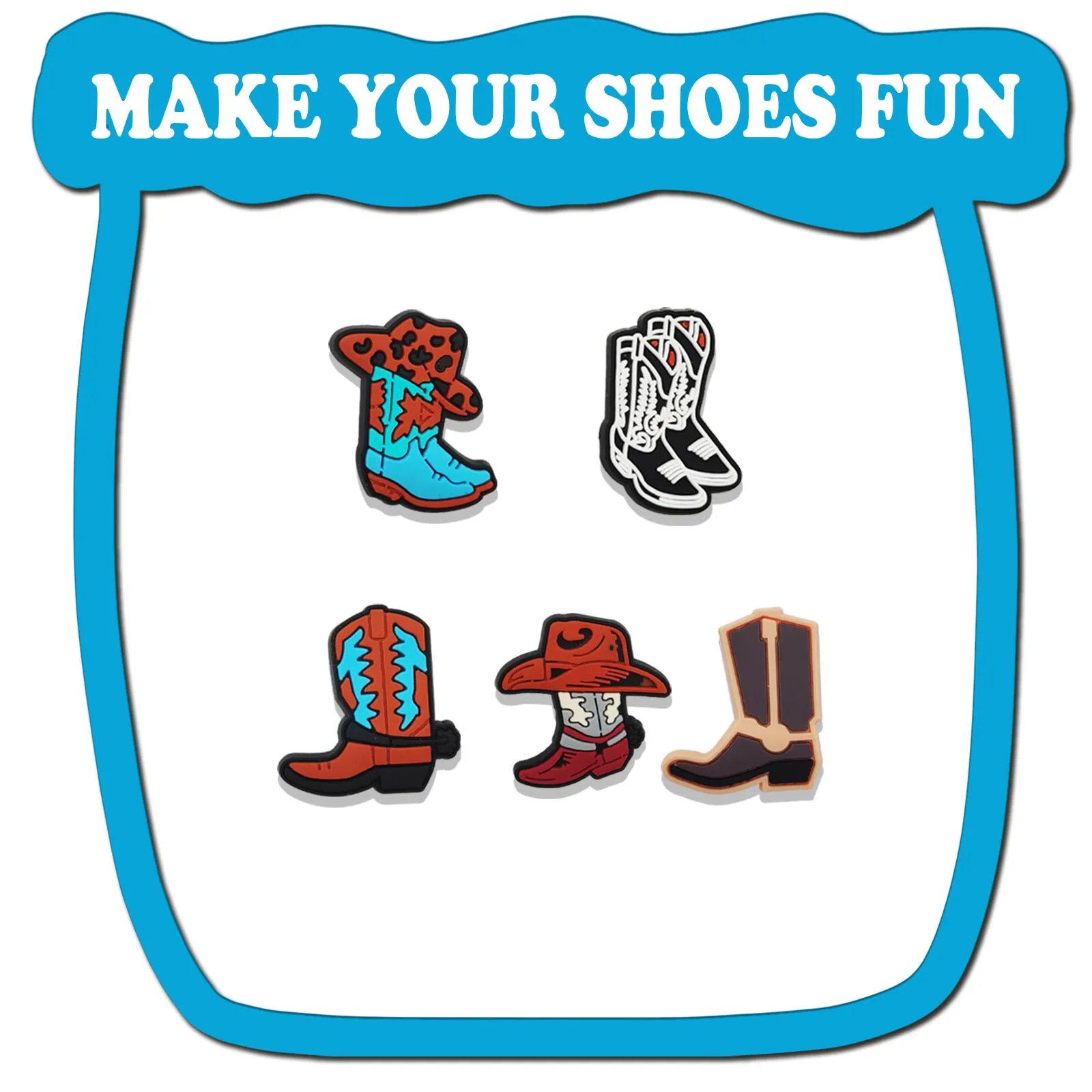 Cowgirl-Themed Shoe Charms Set - 26-Piece PVC Decorations