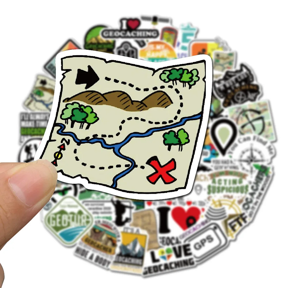 50pcs Outdoors Geocaching Stickers Funny Graffiti Decals for Luggage Scrapbook Skateboards Motorcycle Cars Helmet Stickers