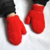 Baby Short Gloves Winter Coral Fleece Children Solid Knitted Plush Furry Full Finger Mittens Autumn Hand Warmer 1-4 Years Old 3
